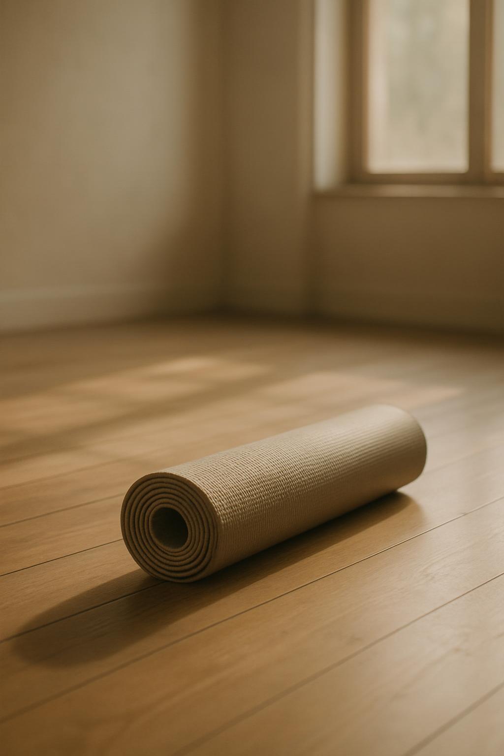 Descente de matériau de gym sur le sol.